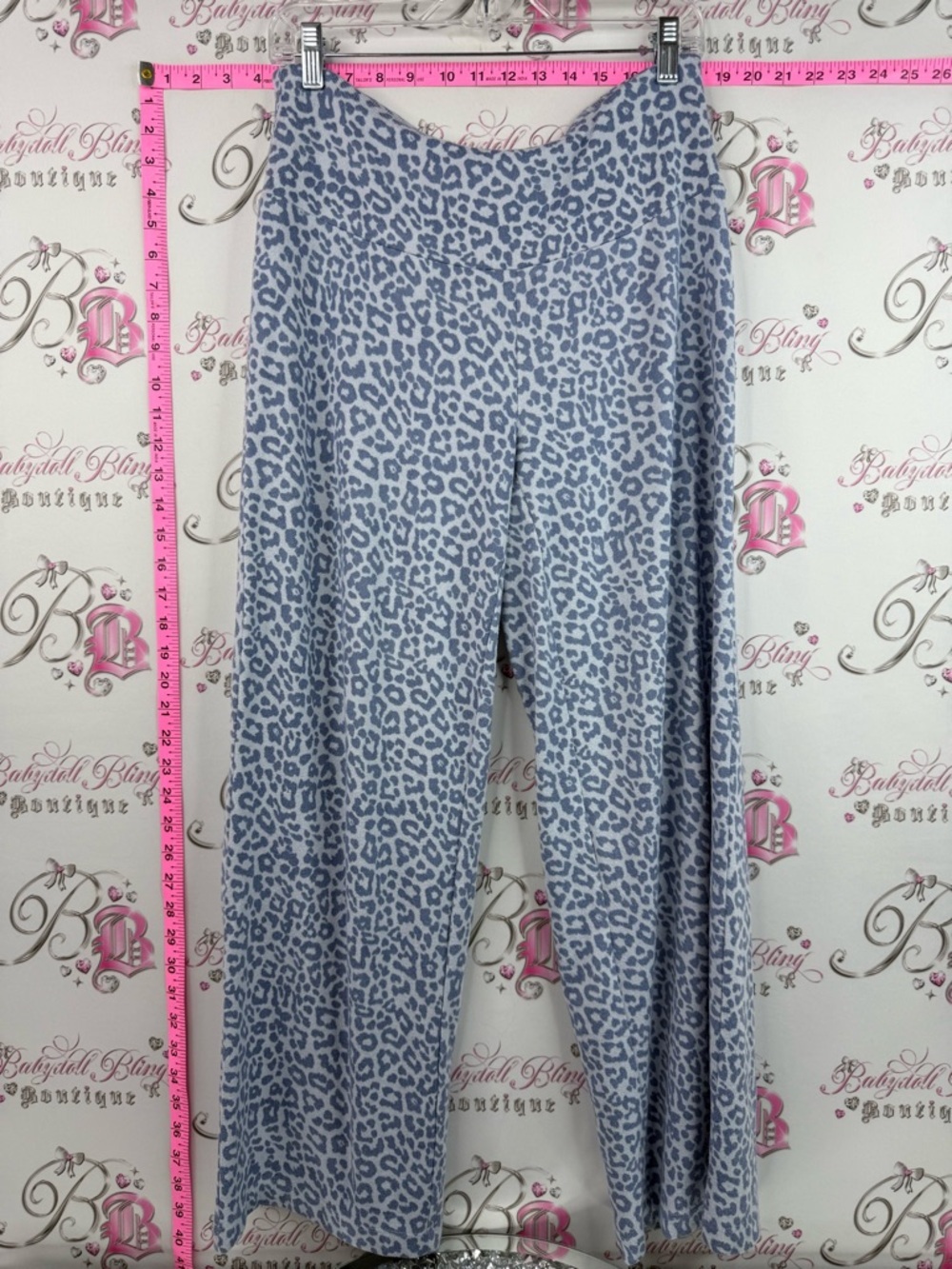 Joe Fresh pants stretchy flowy Light Blue Leopard Print Wide-Leg Pajama Pants